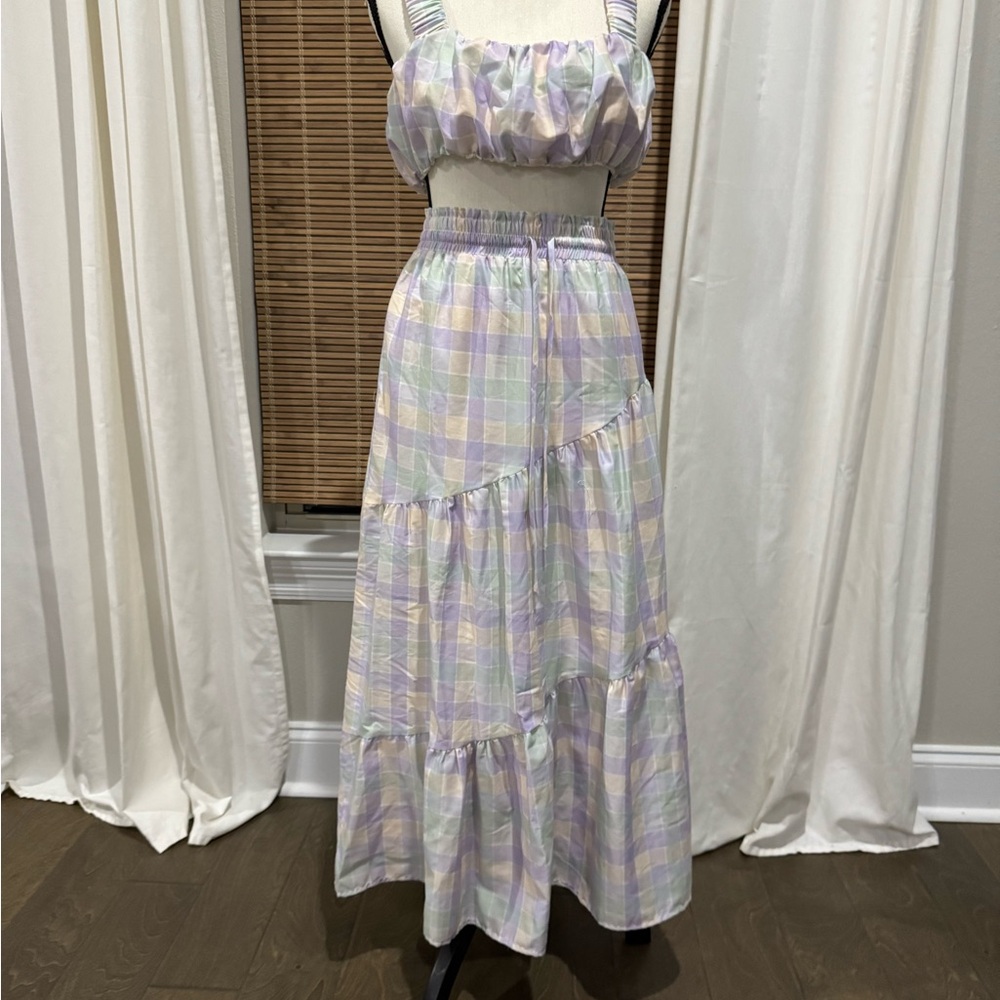 Pastel Plaid Maxi Skirt
